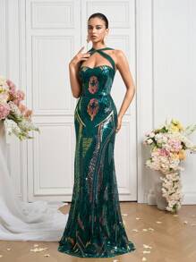 Coutiva 女士正式晚礼服（华丽装饰） - 墨綠色 - 查看 5