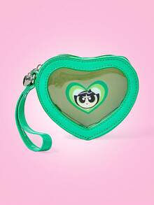 THE POWERPUFF GIRLS X SHEIN Buttercup Pattern Green Fashionable Portable Handheld Kawaii Large Capacity Coin Purse - Green - View 1