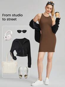 GLOWMODE FeatherFit™-Ribbed Racerback Sports Dress - Cinnamoninspiration - View 5