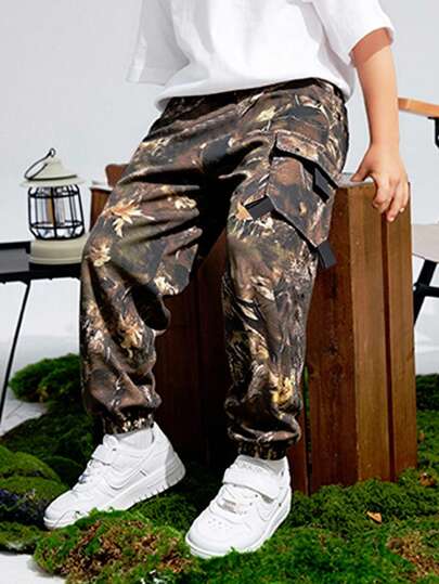 Kids Boys' Casual Everyday Comfortable Patch Pocket Contrast Color Loose Straight Leg Cargo Pants, Suitable For School, Garden, Beach, Birthday, Spring, Summer, Fall, Winter Seasons, Black Jeans, Cargo Pants, Baggy Jeans, Boys Clothes, School Clothes, Baggy Pants, Khaki Pants, Wide Leg Pants