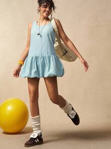 VARSIVA Casual Outdoor Solid Color Minimalist Sleeveless Women Sports Dress - Blue - View 10