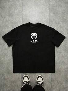 Manfinity Sport Corelite 男士圆领短袖休闲健身跑步运动T恤 - 黑色 - 查看 5