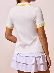 CourtClass 女式撞色短袖休闲健身运动 Polo 衫