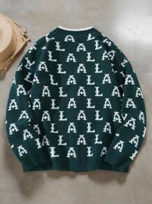 Claim Dot Áo khoác cardigan cài nút phía trước họa tiết chữ cái thường ngày dành cho nam, trở lại trường, mùa thu/đông - Nhiều màu - Xem 2