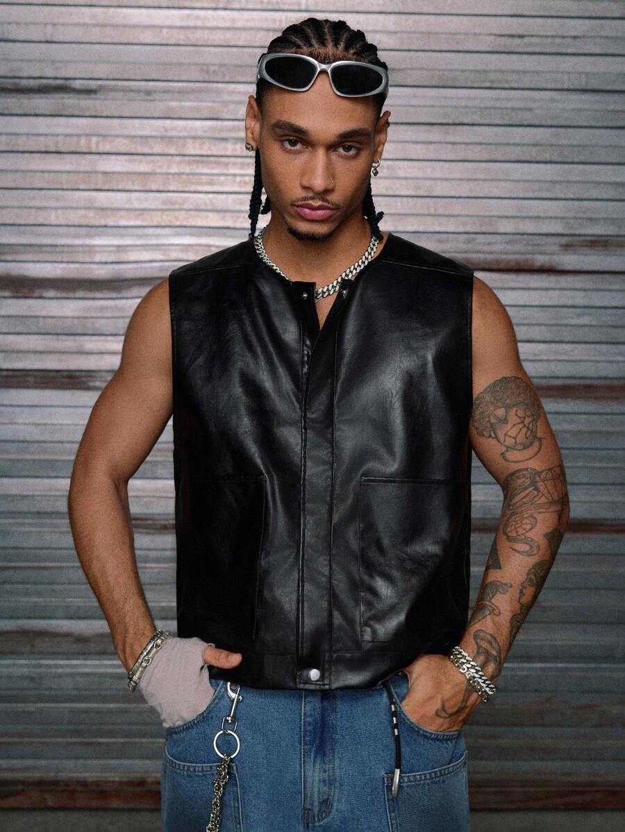 AXEPEAK Men's Woven Fashionable Casual Vest, Fall, Winter