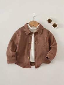 Loomiva Plain Brown Baby Boy Top With Regular Sleeves And Collar Ideal For Everyday Wear Fall Winter