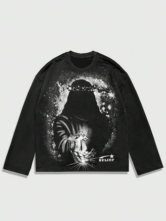 Street Life Men's Casual Printed Crew Neck Pullover Sweatshirt , Fall