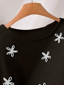 CosyJoli Áo ba lỗ dệt kim cổ tròn in họa tiết khối màu cỡ lớn cho mùa thu/đông - Cà phê nâu - Xem 4