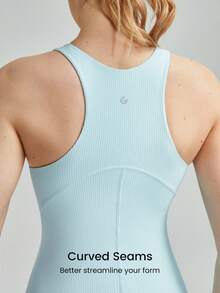 GLOWMODE FeatherFit™-Ribbed Racerback Sports Dress - Aqua Blue - View 4