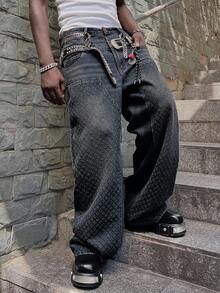 ROMWE MEN Street Life Jeans larghi da uomo con doppia vita