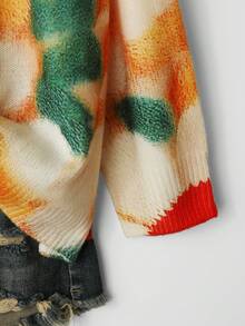 Linhara Plus Size Women Floral Print Casual Elegant Sweater Fall Winter Cloth For Women Autumn - Multicolor - View 3