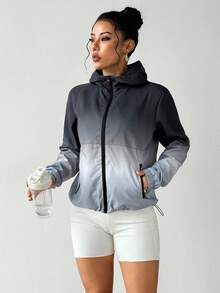 SHEIN Sports Women Sports Jackets Winter Coats Winter Thermal Thick Warm Jackets, Winter Jacket Women's Casual & Outdoor Jacket Outdoor Hiking Jacket Women's Casual Jacket, Thermal Coats, Fall Winter Jacket, Thick Jacket KEEP WARM, Winter Coats Women Athleisure Jacket Black And Grey Jacket,Back To School - Black and White - View 2