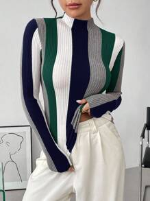 SHEIN Clasi Áo len cổ tròn thanh lịch kiểu Pháp dành cho nữ cỡ lớn, lễ hội Giáng sinh, tua rua đính kim sa lấp lánh, mùa thu đông ấm áp, trang phục công sở, váy dự tiệc cưới mùa thu, - Màu xanh hải quân - Xem 3