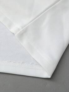 ROMWE MEN Goth Men's Letter & Cross Print Crew Neck White Long Sleeve Pullover Sweatshirt