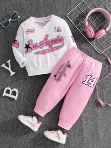 SHEIN 2pcs Baby Boy Casual English Graphic Knit V-Neck Long Sleeve T-Shirt And Elastic Waist Ankle Cuff Pants Set, Children's Clothing, Infant & Outfit, Suitable For Autumn/Winter, Vacation, Gathering, Party, Cozy Pixies, Infant Boy Winter Clothes Set, Baby Boys Sets, Boy Fall Outfits, Children/Infant Clothing, Baby Boy Clothes, Baby Casual Sets, Baby Boy Outfit Baby Boy Winter Clothes, 6M-3T - White - View 5