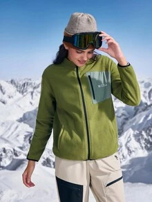 In My Nature Women's Autumn/Winter Contrast Color Patchwork Fleece Jacket Fleece Jacket Women Hiking Tops For Women Women Hiking Clothes Women Winter Jacket Women Fleece Pullover