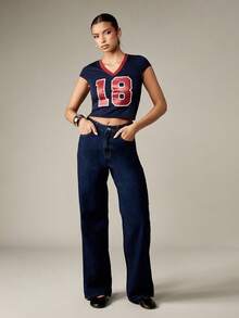 MISSGUIDED Vintage Style Wide Leg Jeans High Waisted Retro Denim Long Pants Classic Casual Workwear Y2K Street Style Fall Winter Fashion Design Raw Denim - Blue - View 5