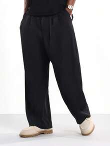 SUMWON 阔腿直筒修身裤 褶皱正装裤 商务休闲宽松飘逸办公室装 晚装裤 秋冬系列正装裤 高级基础款 - 黑色 - 查看 4