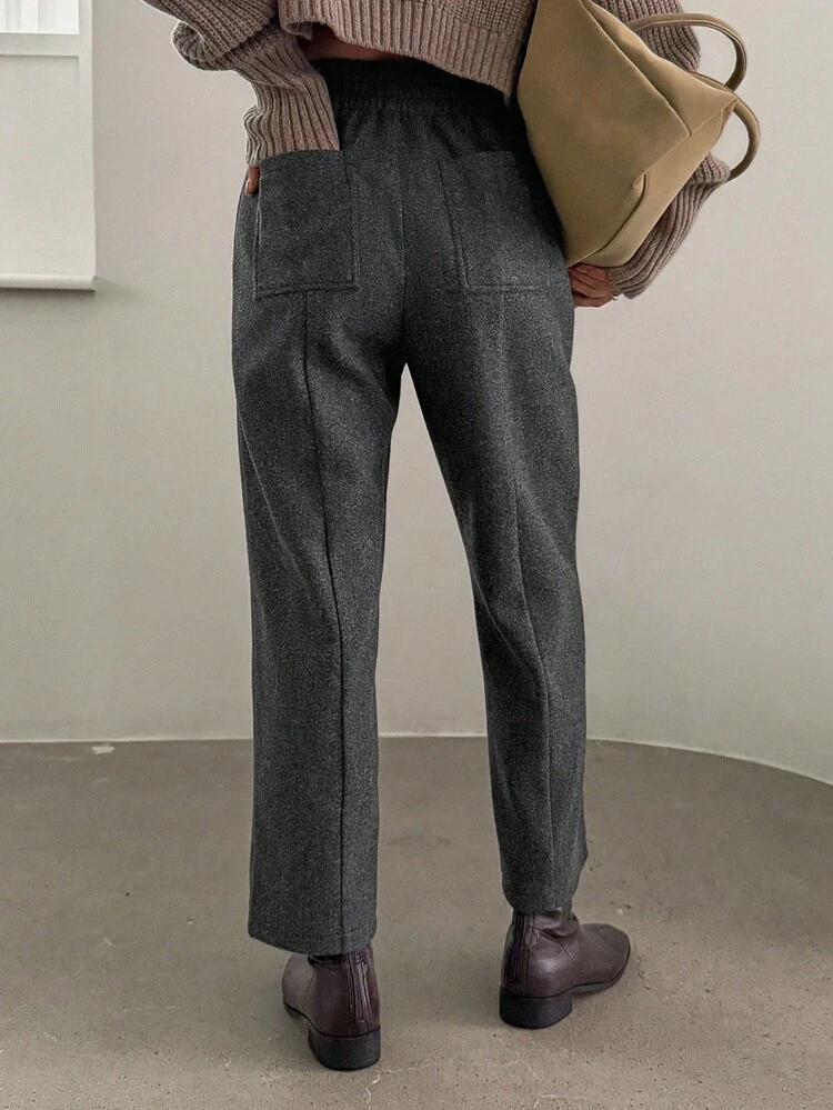 Women's Straight Leg Ankle Length Pants, Thick Casual Trousers For Autumn/Winter Women Dress Pants