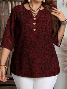 EMERY ROSE Áo sơ mi nữ tay ngắn cài nút phía trước họa tiết báo đỏ cỡ lớn, áo sơ mi mùa hè cho nữ, áo sơ mi nữ, phong cách nghỉ dưỡng đồng quê, áo sơ mi bohemian cho nữ, trang phục nghỉ dưỡng đồng quê cho nữ - Nhiều màu - Xem 4