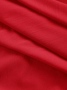 SHEIN MOD 女式露背褶饰蝴蝶结摆裙，酒红色派对女装，跨年晚会服装，化妆舞会礼服，生日女装，性感酒红色连衣裙，蝴蝶结连衣裙，新年公主女装 - 酒紅色 - 查看 4