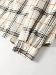 Manfinity Homme 男士休闲日常格子棉质轻薄衬衫 时尚男士长袖格子衬衫，带口袋 - 适合日常休闲穿着 常规版型男士多色格子衬衫，采用经典衬衫领的梭织面料 男士休闲学院风格子衬衫，长袖和口袋 - 多色设计，复古风格，适合秋季 - 彩色 - 查看 4