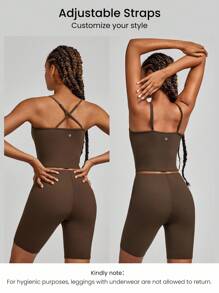 GLOWMODE 6" FeatherFit™ Peekaboo Pleated Adjustable Romper Bodysuit With Built-In Underwear Light Support Low Impact Yoga Studio Summer - Cinnamoninspiration - View 5