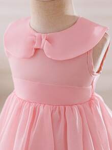 Glamorique Kids 女童甜美可爱粉色公主薄纱无袖连衣裙、派对连衣裙 - 粉色 - 查看 7