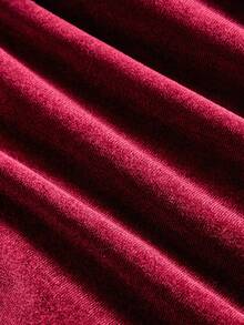 SHEIN MOD 女士酒红色天鹅绒亮片装饰无袖连衣裙，秋冬女装，派对礼服，优雅婚纱，正式礼服，晚礼服，时尚婚礼，派对服装，连衣裙，毕业礼服，舞会礼服，闪亮礼服，圣诞节 - 酒紅色 - 查看 6