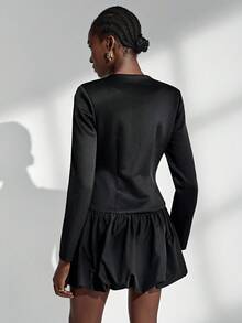 Vestido negro clásico Almamuse-D, diseño de cintura de cuello redondo y abotonadura sencilla, vestido de mujer de moda retro, primavera/otoño