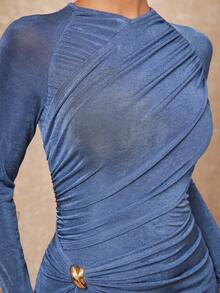 Lumalex Fall New Style WomenGathering Party Glamour Elegant Banquet Modest Old Money Glitter Holiday Party Glamour Elegant Rave Festival Outing Vacation Hot Outdoor Richly Layered Wedding Season Banquet Coming Of Age Ceremony Women's Round Neck Raglan Sleeve Pleated Fitted Elegant Long Dress Blue Elegant Dress Long Sleeve Elegant Dress Blue Formal Gown Blue Evening Gown Dusty Blue Dress,Fall New Style WomenWedding Guest Dress ID Al-Adha Al-Adha Party New Year - Blue - View 5