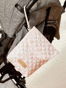 Cozy Pixies 1 件牛津布尿布袋休闲多功能尿布袋，用于外出携带尿布，方便悬挂婴儿尿布袋花卉小袋适合储存和使用 - 淺粉色 - 查看 4
