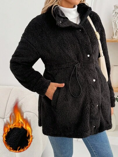 SHEIN Enfärgad minimalistisk casual långärmad jacka för gravida