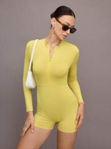 Activina Women's Solid Color Minimalist Long Sleeve Jumpsuit For Everyday Wear