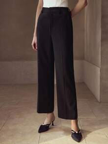 MOTF Classy FOLD PLEATED SLANT POCKET SUIT PANTS - Black - View 6