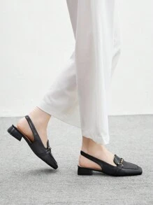 CUCCOO BIZCHIC 女式黑色粗跟优雅舒适百搭一脚蹬乐福鞋工作平底穆勒鞋 - 黑色 - 查看 7