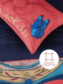 Frida Kahlo X SHEIN Bộ 3 vỏ chăn và vỏ gối in hình hoa & hình người, chất liệu mềm mại & thoải mái, phù hợp với nhiều kích thước giường khác nhau - Nhiều màu - Xem 8