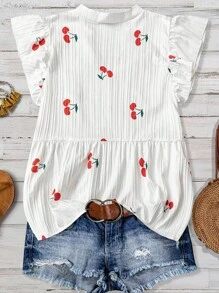 EMERY ROSE Plus Size Women Casual Vacation Floral Print Ruffle Trim Blouse - Multicolor - View 2