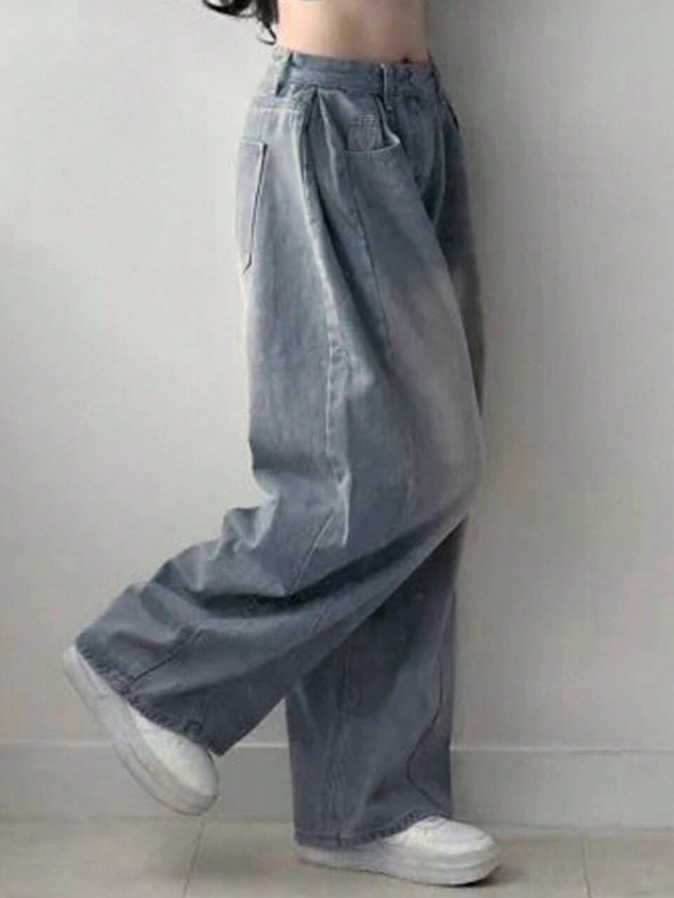 Women's Pocket Loose Wide Leg Casual Versatile Jeans