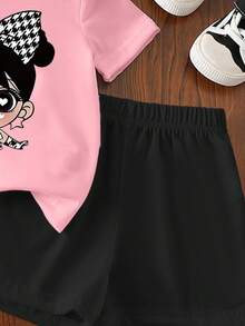 SHEIN Set de 2 piezas con estampado gráfico de diseño genial, conjunto informal a juego apto para salidas de primavera/verano - Multicolor - Ver 3