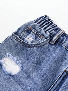 Sparklyn Tween Girls' Distressed Boyfriend Jeans, Retro American Style Loose Fit Wide Leg Casual Denim Pants, Blue Tween Girl' Retro Washed Denim Wide Leg Jeans, Classic All-Match Versatile Design Tween Girls Baggy Jeans For Kids Y2k Jeans Kids Wide Leg Jeans Kids Flare Jeans For Girls Wednesday Addams Y2k Baggy Jeans Girls Wide Leg Jeans Girls Ripped Jeans Tween Girls Distressed Denim Fall Winter