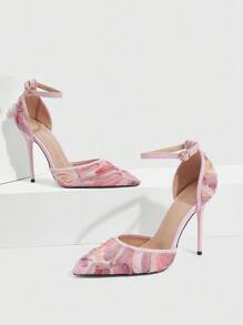 CUCCOO SZL 女士时尚粉色拼色尖头高跟鞋 - 粉色 - 查看 8