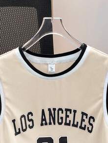 SHEIN Teen Boy Casual Comfortable Printed Tank Top And Knit Shorts Set