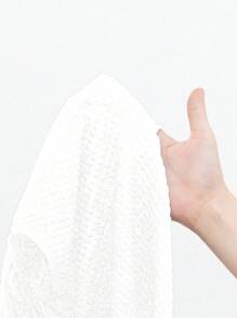 Swim Chiccia Women's Summer Beach Swimsuit Solid Color Stand Collar Cape Style Dress, High Slit Skirt With Metal Starfish Decor Cover Up White - White - View 6