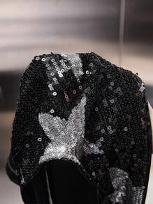 CovetEZ Plus Size Sexy Backless Sequin Patchwork Halter Neck Top, Summer - Black - View 6