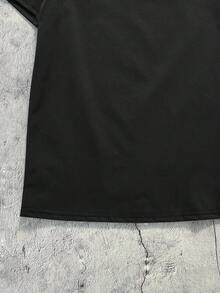 SHEIN Teen Boys' Casual Comfortable Solid Color All-Match Short Sleeve Top - Black - View 6