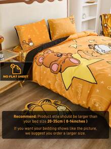 GARFIELD | SHEIN Juego de ropa de cama con estampado de dibujos animados - Amarillo - Ver 9