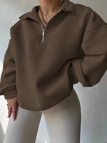 INAWLY Plus Size Casual Solid Color Drop Shoulder Loose Sweatshirt For Autumn/Winter Graduation,Back To School Outfits,Graduation,Teacher Outfits For Women,Back To School Pullover Fall Outfit