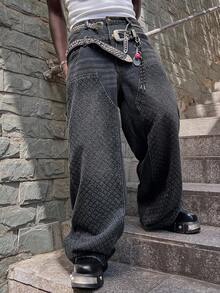 ROMWE MEN Street Life Jeans larghi da uomo con doppia vita