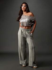 Missguided x Playboy Cotton Off Shoulder Eyelet Detail Crop Top Fall Winter Casual Streetwear